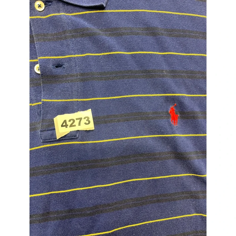 Mens Polo Ralph Lauren Big Tall Striped Short Sleeve Polo‎ Shirt 4XB Blue Yellow